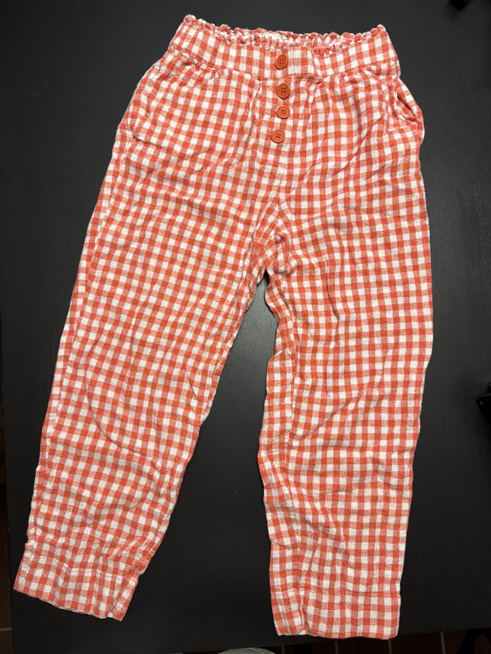 LOFT high-rise crop linen blend checkered pants